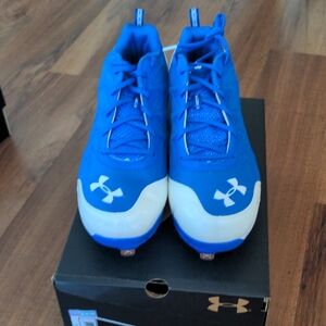 Under Armour Royal Blue and White Cleats